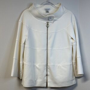 NWT Vintage Richard Malcolm Off-White High Collar Full Zip Jacket Women’s Size 4